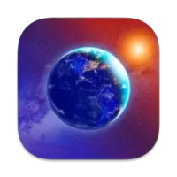 3D Earth &amp; moon, sun and stars